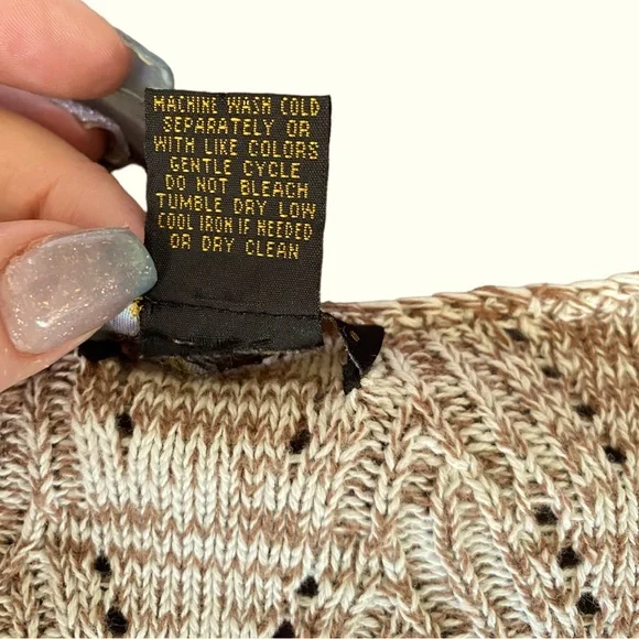 Grace Elements Laguna Ivory tan cotton knit scallop hem sweater top sz s - Picture 4 of 12